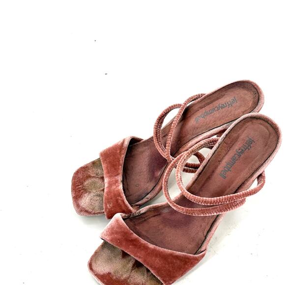 Jeffrey Campbell Velvet Heels 8 Rose Mauve Pink 90s Y2K Mules Slip On Glam - Picture 6 of 7